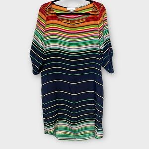 AMANDA UPRICHARD |  Striped Silk Long Sleeve Shift Dress | Size M